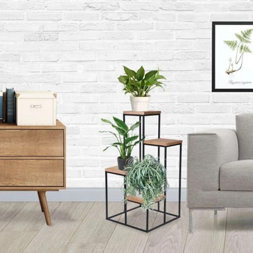 KOOPMANN Blumentreppe mit 4 Regalen 34x34x67cm (HxH) Pflanzenregal Blumenregal Standregal Holz