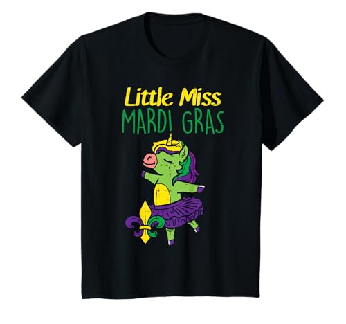 Niños Little Miss Mardi Gras - Bailarina de unicornio para niñas Camiseta