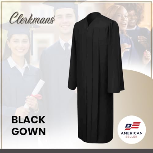 Image of CLERKMANS Unisex Adult Matte Graduation Gown, Choir Robe