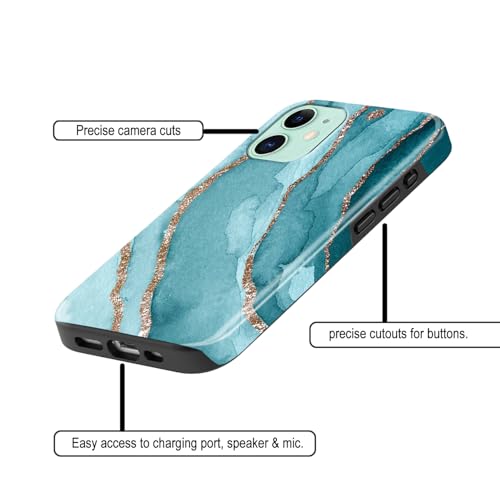Image of COLORflow Back Cover Compatible with iPhone 11 | Beautiful Blue Marble Golden Stripes | Designer Printed Glossy Armoured Bumper Back Cover Compatible with iPhone 11