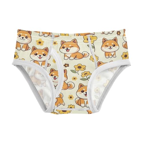 CHIFIGNO Boy Cotton Underwear Soft Briefs Printed Briefs Underwear for Toddler Boy, Cute Cartoon Dogs Yellow - Main Image