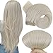 Hetto Blonde Weft Hair Extensions Natural Brazilian Human Hair #60 White Blonde Sew in Extensions Remy Human Hair 18 Inch 100g Full Head Hand Tied Weft Extensions