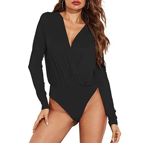 VicSec Damen Bodys Casual Langarmshirt Overall Blusenbody Top Elegant...