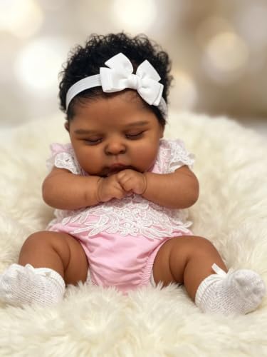 Muñeca Reborn Africano Americano 20 Pulgadas Dormida miniatura 4
