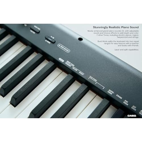Image of Casio CDP-S160 - 88-Key Weighted Digital Piano with Scaled Hammer Action Keyboard | Duet Mode for Students | Realistic Feel, Slim & Portable | Built-In Tones, Effects, USB-MIDI, Speakers | Black | Duet Mode, 10 Tones Incl. Stereo Grand, 16W Speakers, USB-Midi, Battery, 23.1 Lb