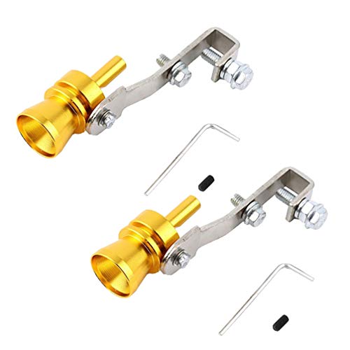 Wakauto 2pcs Car Turbo Sound Whistle Aluminum Alloy Exhaust Pipe Muffler Sounder Simulator For Auto (Size Xl Golden)