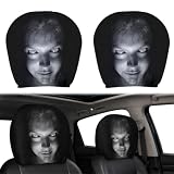 2 Piezas Fundas para Reposacabezas de Coche, Fundas para Reposacabezas Ghost Face, Fundas Divertidas para Reposacabezas de Coche, Elástico y Lavable, para Auto, SUV y Furgoneta (B)