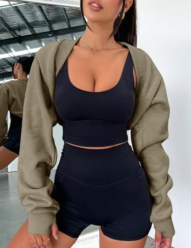 Image of Amarmia Women's Bolero Sweater Shrugs Y2K Open Front Workout Sweatshirt Long Sleeve Crop Tops