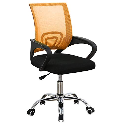 BAKAJI Silla de Escritorio para Oficina Presidencial de Tela de Malla Transpirable y Base de 5 Patas de Acero, rotación de 360 Grados, Altura Ajustable, decoración de Dormitorio (Color Naranja)