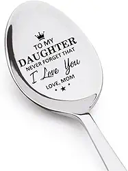 Colher de presente de aniversário de Natal para filha de mãe para minhas filhas, presentes Never Forget that I Love You, colheres para filha, colher gravada para filhas, presente de café e chá