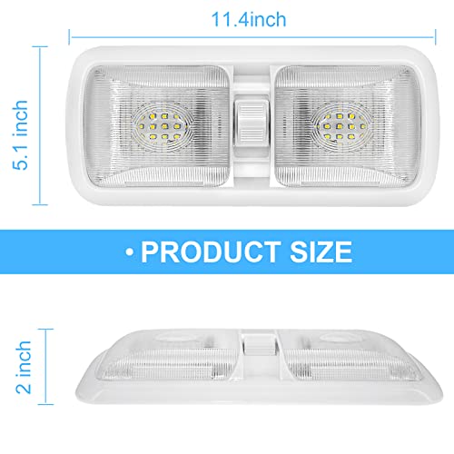 Miady 12V Led Rv Interior Lights 750 Lumen, Rv Led Ceiling Double Dome Light With Switch For Car/Rv/Trailer/Camper/Boat, Natural White 4000-4500K, 60X2835Smd, Pack Of 5 #TOP1