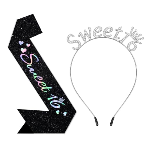 Vuzvuv sweet 16 sash silver sash with hairband