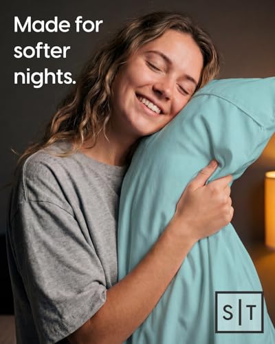 Image of Sleepy Town Split King Size Bed Sheets - 4 Piece - NO Flat Sheet Included - Split King Sheet Set - Soft, Comfy & Cooling - Easy Care - Wrinkle & Fade Free - Brushed Microfiber Bed Sheets (Spa Blue)