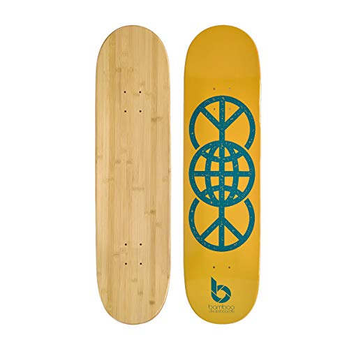 Bamboo Skateboards Gold World Peace Graphic Skateboard Deck Only - More Pop, Lasts