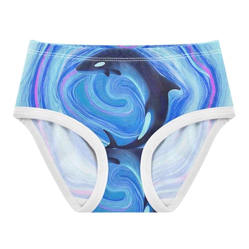Cute Whale Blue Swirl Toddler Girls Underwear 2t Cotton Panties for Girl Bright Briefs Kids Undies