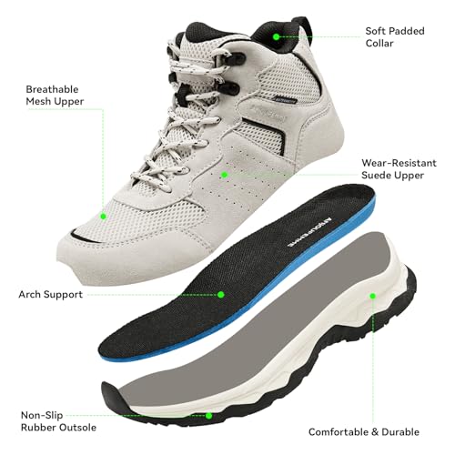 Image of ANJOUFEMME Women's Waterproof Hiking Boots Lightweight Non-Slip Outdoor | Trekking, backpacking, camping, breathable & durable