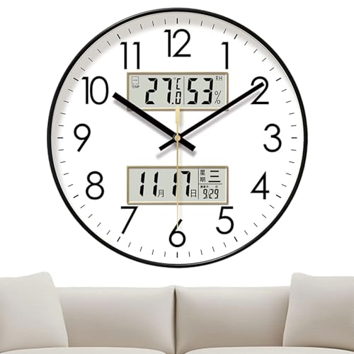 Pendule murale lumineuse grand format 14 pouces pour lecture nocturne sans reflets