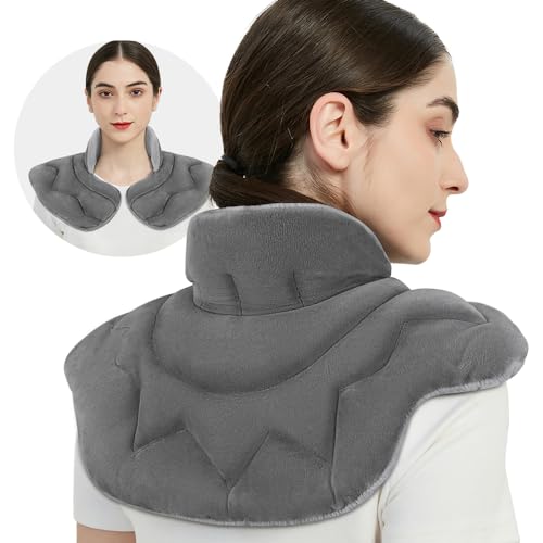 Microwavable Weighted Heating Pad for Neck and Shoulders with Aromatherapy and Hot/Cold Compress, Grey