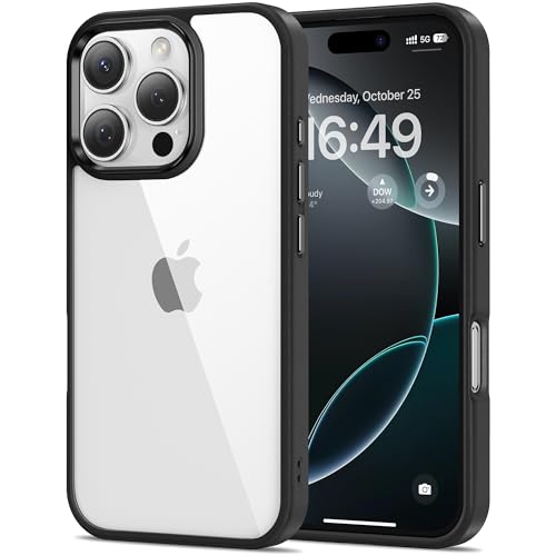 Image of HOOMIL Case for iPhone 16 Pro Max 6.9-Inch, Non-Yellowing, Drop Protection, Anti-Scratch Transparent Hard Back Phone Cover - Black