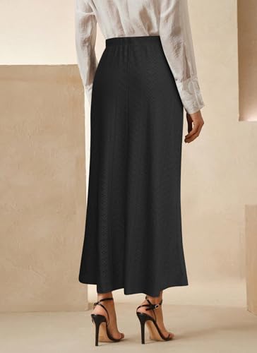 Herou Women Maxi Skirts Eyelet Elastic High Waist Long Skirts Boho Floral Print Mesh Mermaid Skirt for Women with Underneath4