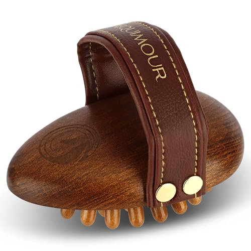 Equimour Massagestriegel – Pferdestriegel aus Holz mit stabilen Holznoppen & flexiblem Gummikissen – Für effektive Massage, Durchblutung & Wellness-Pflege deines Pferdes