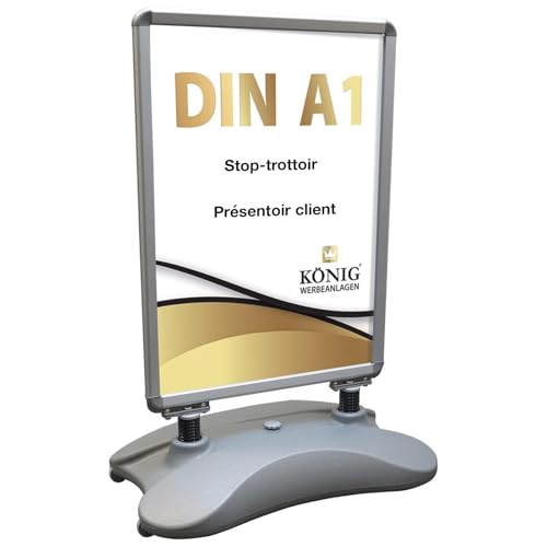Dreifke Stop-trottoir Keitum Wind Line DIN A1 argent | Double face pour 2 affiches | Pied stable...