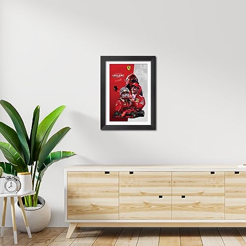 Image of TenorArts Charles Leclerc Poster F1 Driver Posters Formula One Photo Frame Painting with Matt Finish Black Texture (12 inches x 9inches)
