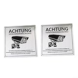 Jotekonoby Caution Video Schild, 15 x 15 cm, Aluminium-Kamera-Schild, Allwetter-Metall-CCTV-Pinnwand für gewerbliche Wohnimmobilien (2 Stück)