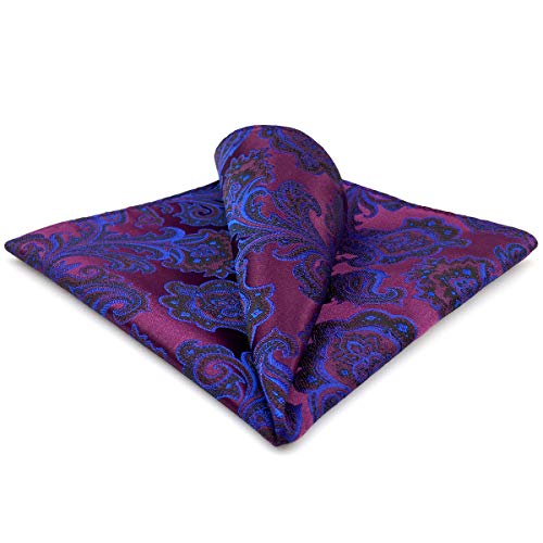 SHLAX&WING Mens Pocket Square Purple Geomitric Handkerchieves Silk Hanky