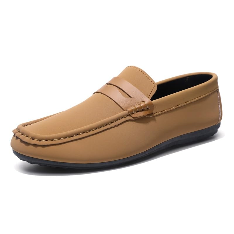 Men's Loafers Round Toe Vegan Leather Penny Loafer Shoe Anti-Slip Comfortable Slip Resistant Walking Slip-ons