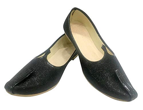 Mens Black Glitter Sherwani Shoes Punjabi Jutiis Pakistani Khussa Mens Nagra Mojari2