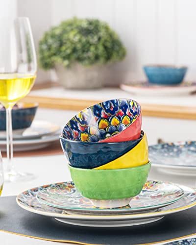 Henxfen Lead Ceramic Snack, Dessert Bowls Set Of 6-12 Oz Colorful Small Bowl Set For Ice Cream thumb #4