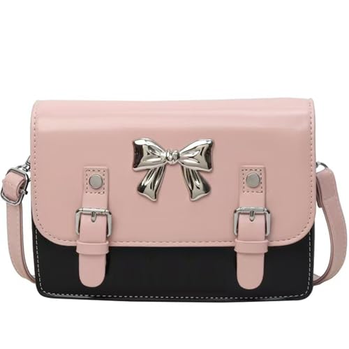 Crossbody Bag for Girls，Small Square Shoulder Bag with Bow Accent Handbags Cross Body Purses