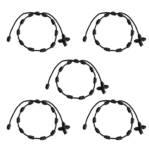 10 piezas Pulsera Rosario Ajustable con Cruz Tejida miniatura 1