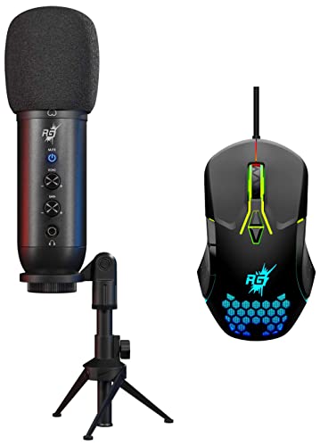 Image of Redgear Shadow Vox Gaming Auxiliary, USB Unidirectional Microphone & A-15 Wired Gaming Mouse with Upto 6400 DPI, RGB & Driver Customization for PC(Black)