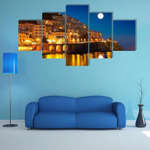 Impression sur toile décoration murale Amalfi en 5 parties - Poster mural 200x100