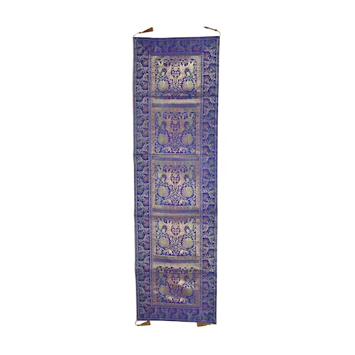 Image of Banarasi Brocade Silk Handmade Table Runner for Dining Table, Centre Table, Coffee Table 70 X 16 in Table Top Table Cloth Room Decor Runner (Royal Blue)