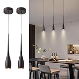 JULiN HOME Black Pendant Lights Kitchen Island, Modern LED Pendant Light Fixtures, Small Mini Pendant Lighting Dimmable Hanging for Bathroom, Bar, Dining Room, Bedroom（2-Pack）