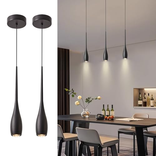JULiN HOME Black Pendant Lights Kitchen Island, Modern LED Pendant