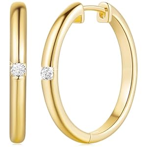 Gold Earrings for Women 14K Gold Hoop Earrings for Women Radiant Cubic Zirconia Comfortable Gold Huggie Hoop Earrings Gold Earrings Gifts for Women 15mm 25mm