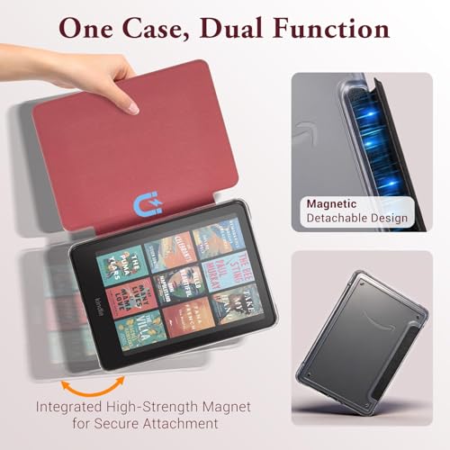 Image of CoBak Detachable Magnetic Case for 6 inch Kindle 11th Gen (2024 and 2022 Release) - Ultra Slim Transparent Clear TPU Back Shell Protective Cover with Auto Wake /Sleep for Kindle 11th Generation