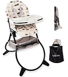 CuddoBaby Purrfect High Chair for Babies & Toddlers, Foldable Highchair with Weld-in-One Stable Base, 5-Point Harness, Large Adjustable Tray, Storage Bag, Waterproof PU Leather, Unisex - Friends