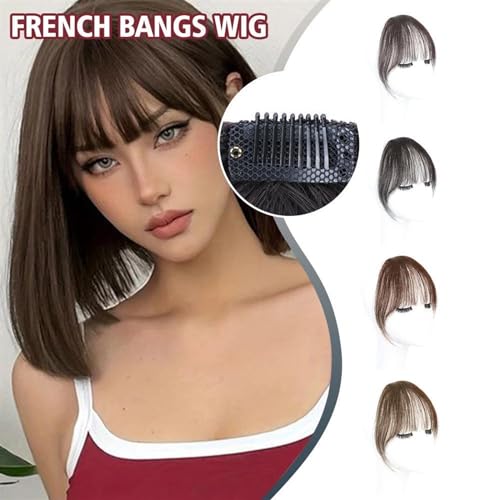 Frange a clip cheveux noir brunâtre : postiche invisible pour front et visage rond - 6