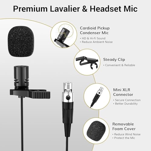 Image of MX UHF Wireless Microphone System - Cordless Mic Set with Headset, Bodypack Transmitter & Receiver - Ideal for Karaoke, Conferences, Stage Performances, Weddings, DJ, Parties, and Speeches