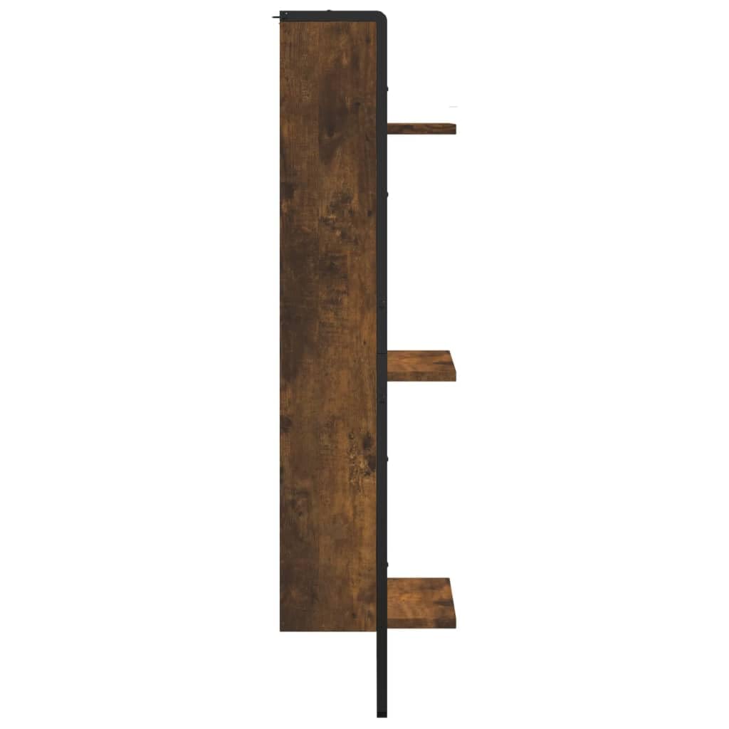Regał ścienny dąb wędzony 30 x 25 x 100 cm, materiał drewnopochodny, 3 półki, nowoczesny design, unoszący się do salonu, sypialni, biura, uniwersalny montaż na ścianie