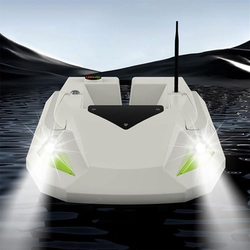 Barca radiocomandata per la pesca con esche, GPS, portata 500 m, tramoggia da 2 kg, cambio a 3 velocità, doppia batteria da 15600 mAh, luci LED notturne, ritorno automatico per la pesca a traina in