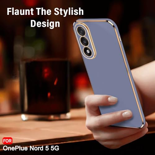 Image of TheGiftKart Luxurious Golden-Plated Back Cover Case for OnePlus Nord 5 5G | Raised Lips for Camera & Screen Protection | ShockProof Design | Stylish Back Case for OnePlus Nord 5 5G (TPU, Greyish Blue)