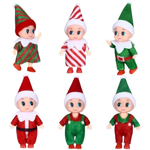 YUNHENTONG Elfo Navidad Muñeco, 6 Piezas Elfos Traviesos Navidad Lindo Duende Navidad Elfos Navideños, Elfo Navidad Muñeco Travieso para Niños Adultos Navideños Decoraciones Juguetes