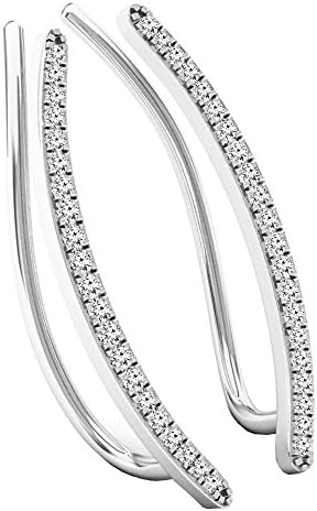 Dazzlingrock Collection 0.16 Carat (ctw) Round White Diamond Ladies Crawler Climber Earrings, 14K White Gold