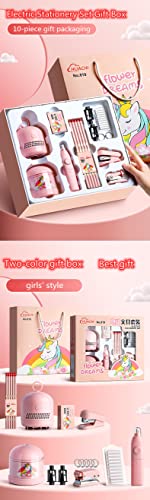 Image of Magicwand Battery Operated Pencil Sharpener,Electric Eraser,Vacuum Cleaner Stationery Set with 10 Eraser Refills for Kids,Adults for Home Office School【3 Yrs & Up】【Flamingo Pink】
